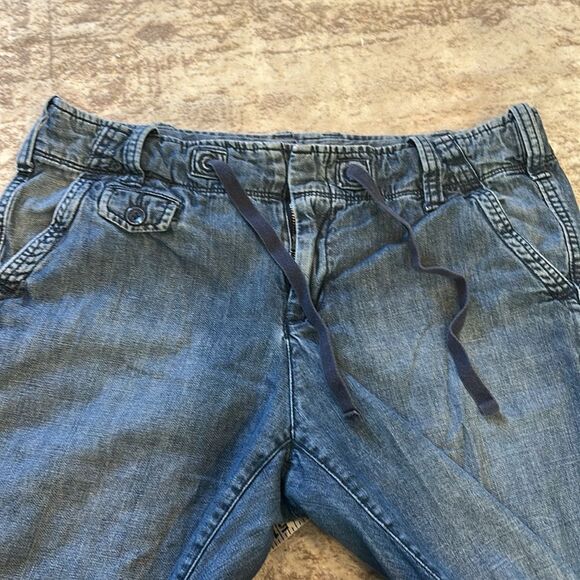 Eddie Bauer wide leg Blue Relaxed Jeans with drawstring waist 10 - Picture 4 of 8